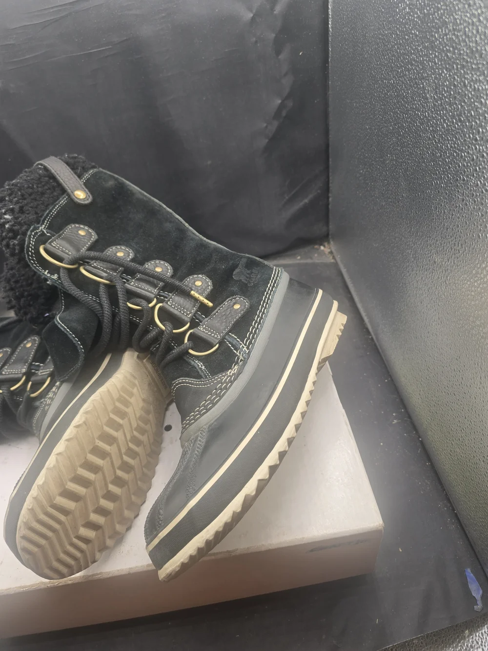 Sorel Black Women's Winter Rain‎ Boots with Shearling Collar